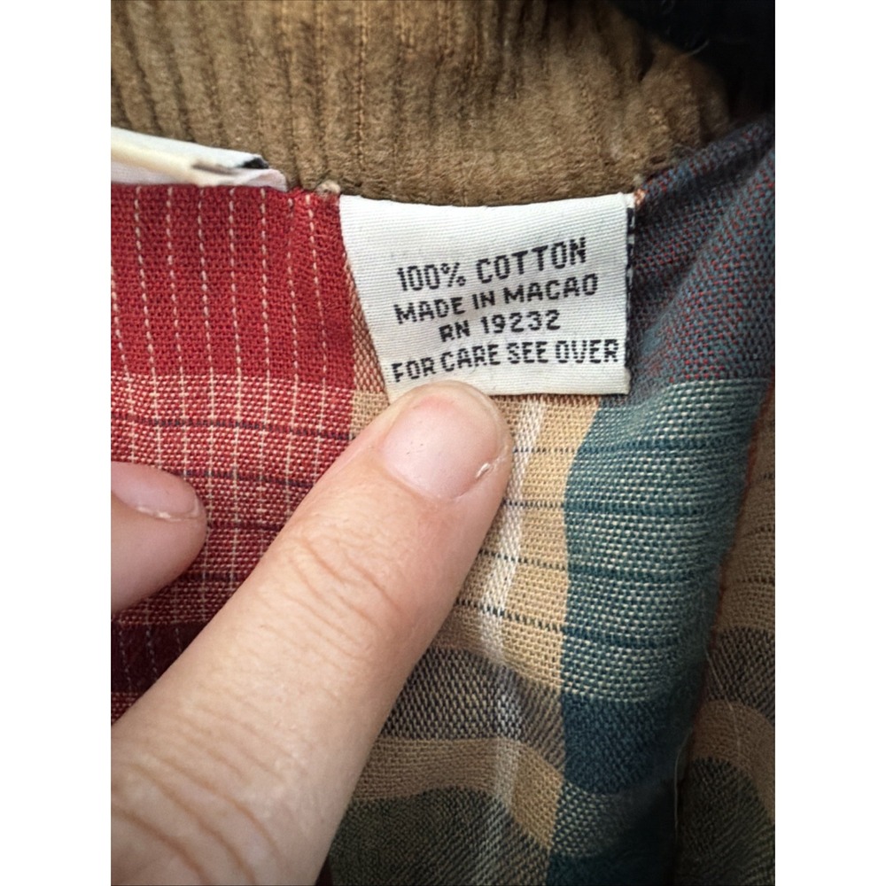 Vtg Alfred Dunner Plaid Lined Chore Coat Corduroy Collar Large - Picture 8 of 9